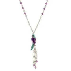 1928 Jewelry Neotropic Exotic Parrot Crystal Tassel Necklace 16"   3" Extender 1928 Jewelry