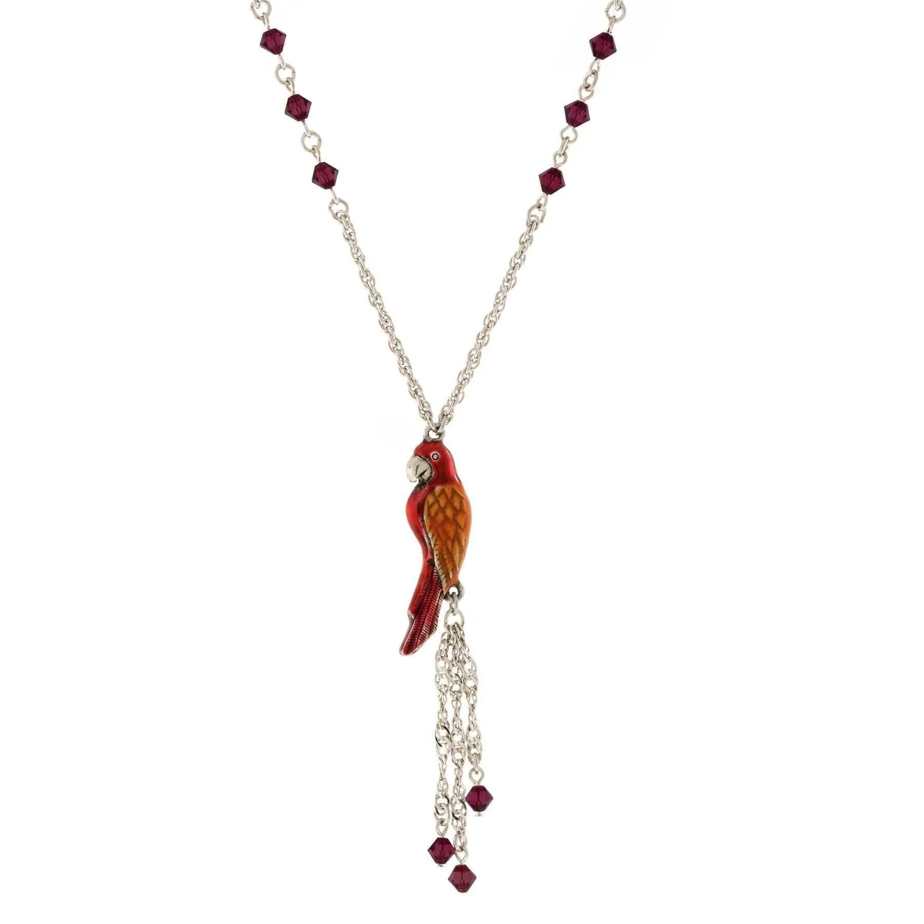 1928 Jewelry Neotropic Exotic Parrot Crystal Tassel Necklace 16"   3" Extender 1928 Jewelry