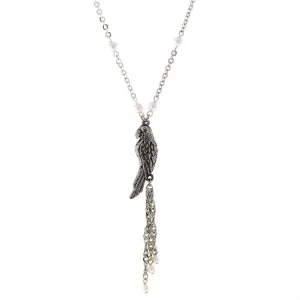 1928 Jewelry Neotropic Exotic Parrot Faux Pearl Chain & Tassel Necklace 16"   3" Extender 1928 Jewelry