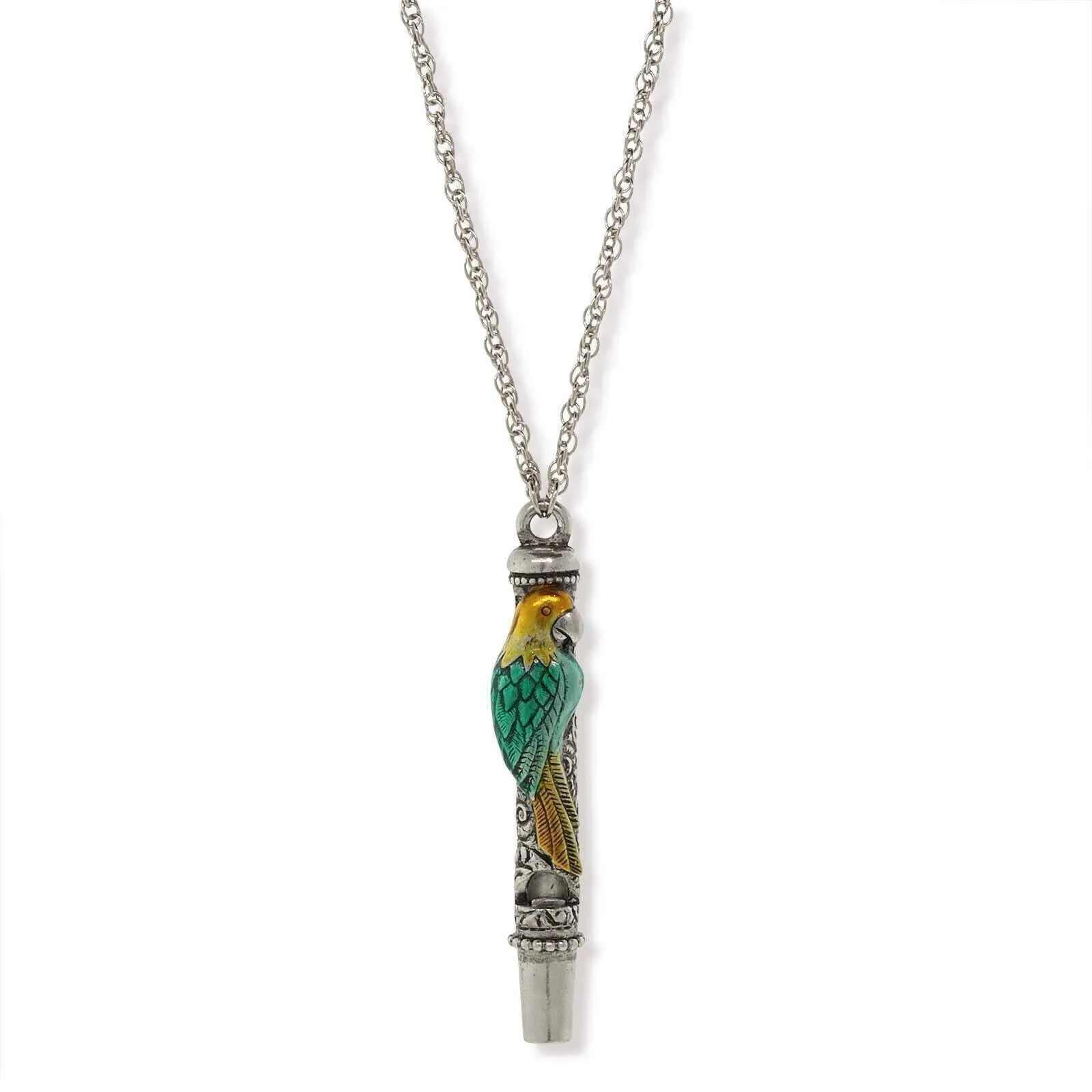 1928 Jewelry Neotropic Exotic Parrot Pendant Whistle Necklace 30" 1928 Jewelry