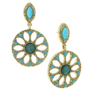 1928 Jewelry Oasis Green & Turquoise Stone Drop Hoop Earrings 1928 Jewelry