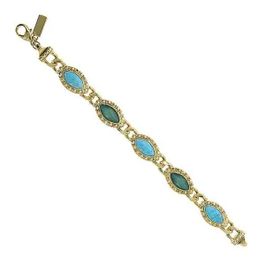1928 Jewelry Oasis Green & Turquoise Stone Marquise Link Bracelet 1928 Jewelry