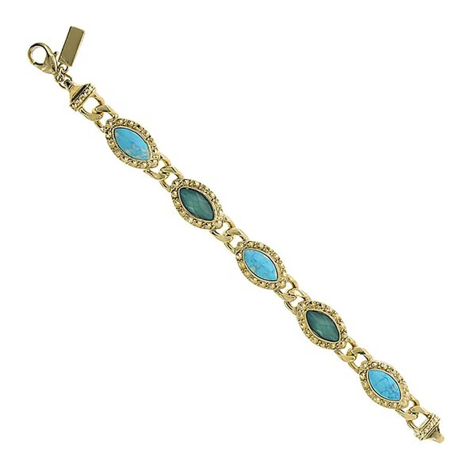 1928 Jewelry Oasis Green & Turquoise Stone Marquise Link Bracelet 1928 Jewelry