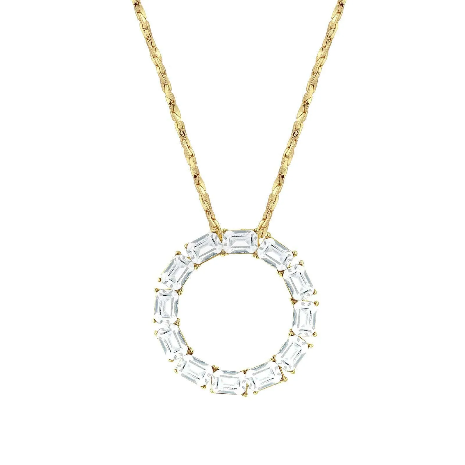 1928 Jewelry Octagon Austrian Crystal Round Pendant Necklace 18" 1928 Jewelry