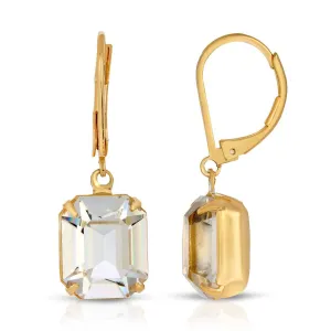 1928 Jewelry Octagon Clear Austrian Crystal Element Lever Back Drop Earrings 1928 Jewelry