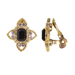 1928 Jewelry Octagon Crystal Floral Clip On Earrings 1928 Jewelry