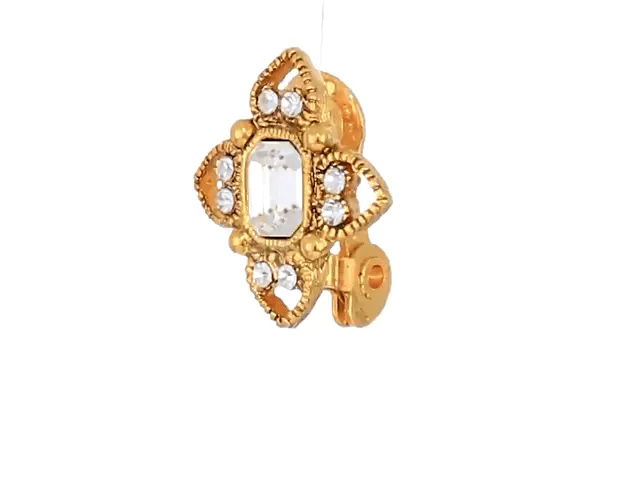 1928 Jewelry Octagon Crystal Floral Clip On Earrings 1928 Jewelry