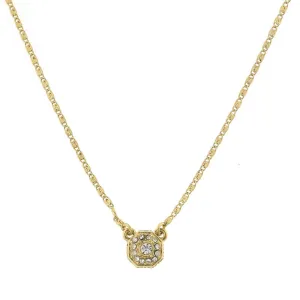 1928 Jewelry Octagon Crystal Pendant Necklace 16"   3" Extender 1928 Jewelry