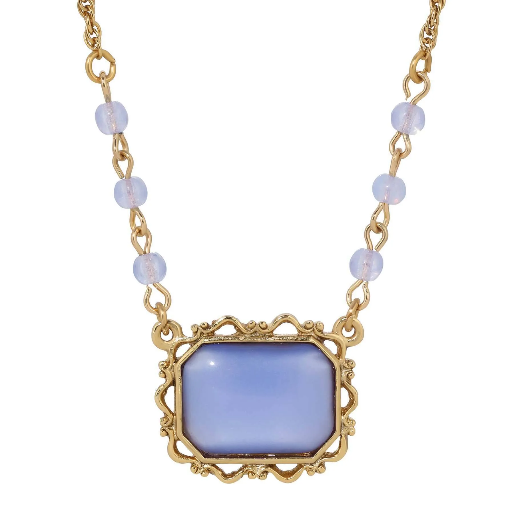 1928 Jewelry Octagon Moonstone Pendant Necklace 15"   3" Extension 1928 Jewelry