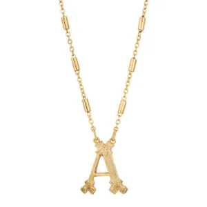 1928 Jewelry Old Fashioned Initial Pendant Necklace 15"   3" Extender 1928 Jewelry