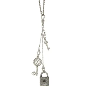 1928 Jewelry Old Fashioned Key Charms & Lock Pendant Necklace 30" 1928 Jewelry
