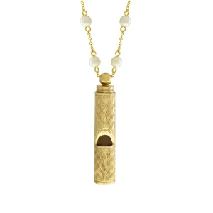 1928 Jewelry Old Fashioned Whistle Pendant Faux Pearl Necklace 30" 1928 Jewelry
