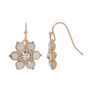 1928 Jewelry Opal Radiance Stone & Crystal Flower Drop Earrings 1928 Jewelry