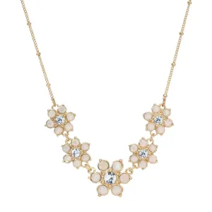 1928 Jewelry Opal Radiance Stone & Crystal Flower Drop Necklace 16"   3" Extension 1928 Jewelry