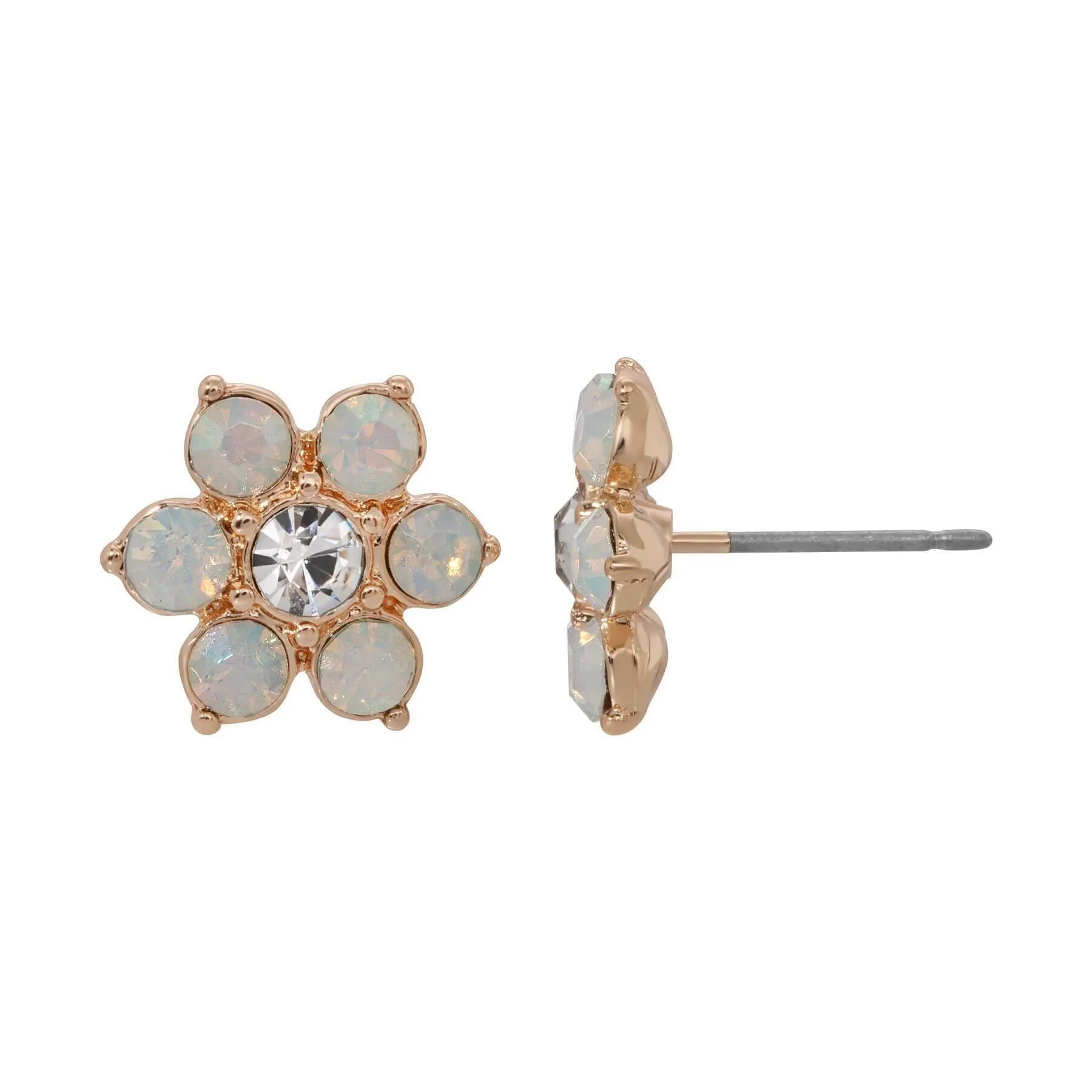 1928 Jewelry Opal Radiance Stone & Crystal Flower Stud Earrings 1928 Jewelry