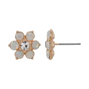 1928 Jewelry Opal Radiance Stone & Crystal Flower Stud Earrings 1928 Jewelry