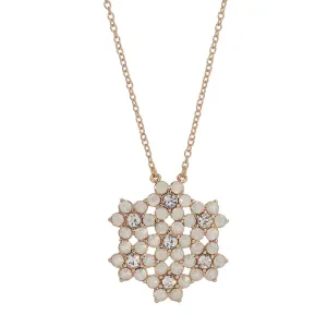 1928 Jewelry Opal Radiance Stone & Crystal Snowflake Pendant Necklace 16"   3" Extender 1928 Jewelry