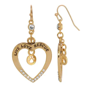1928 Jewelry Open Heart Crystal Live Love Rescue Drop Earrings 1928 Jewelry