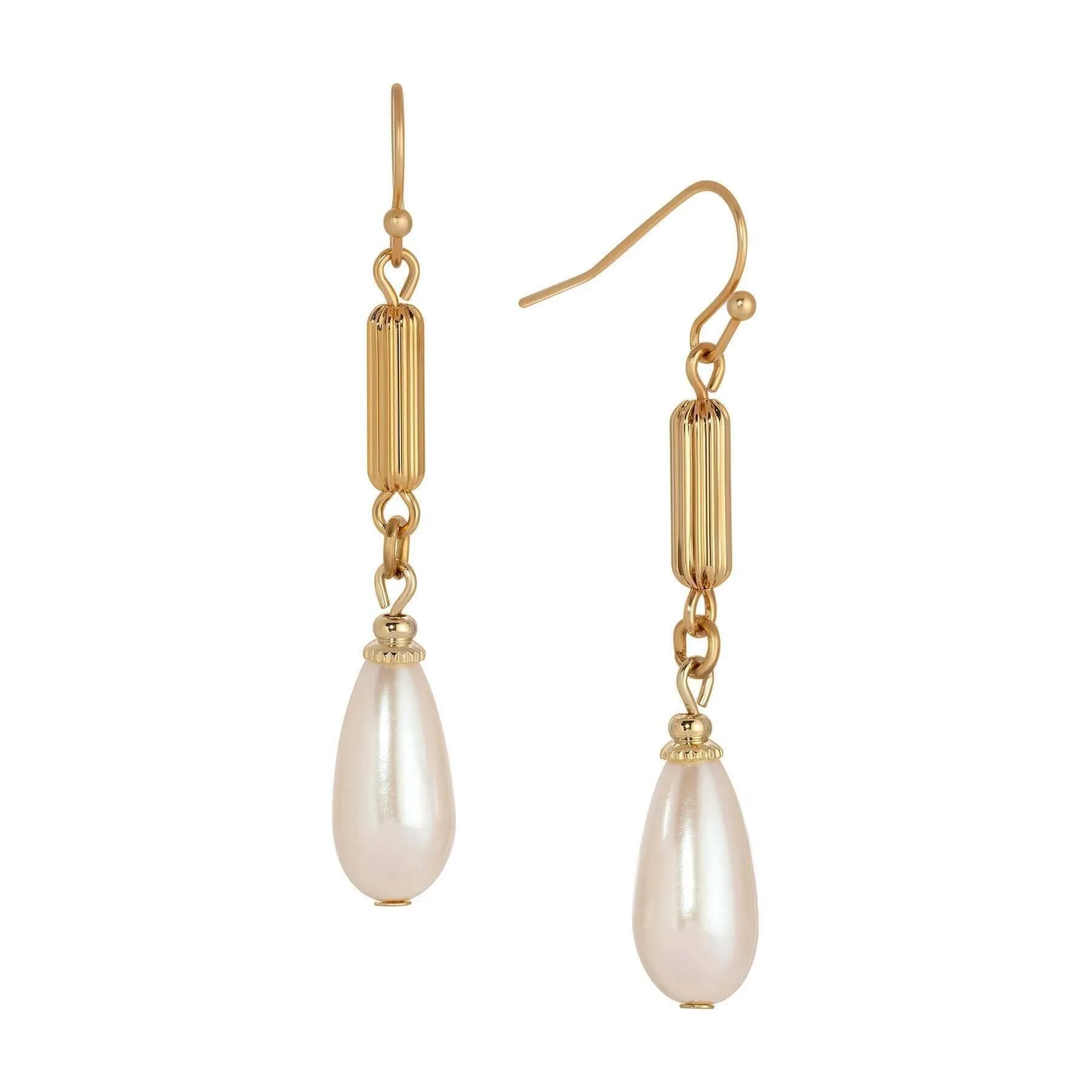 1928 Jewelry Opulent Teardrop Faux Pearl Dangling Earrings 1928 Jewelry