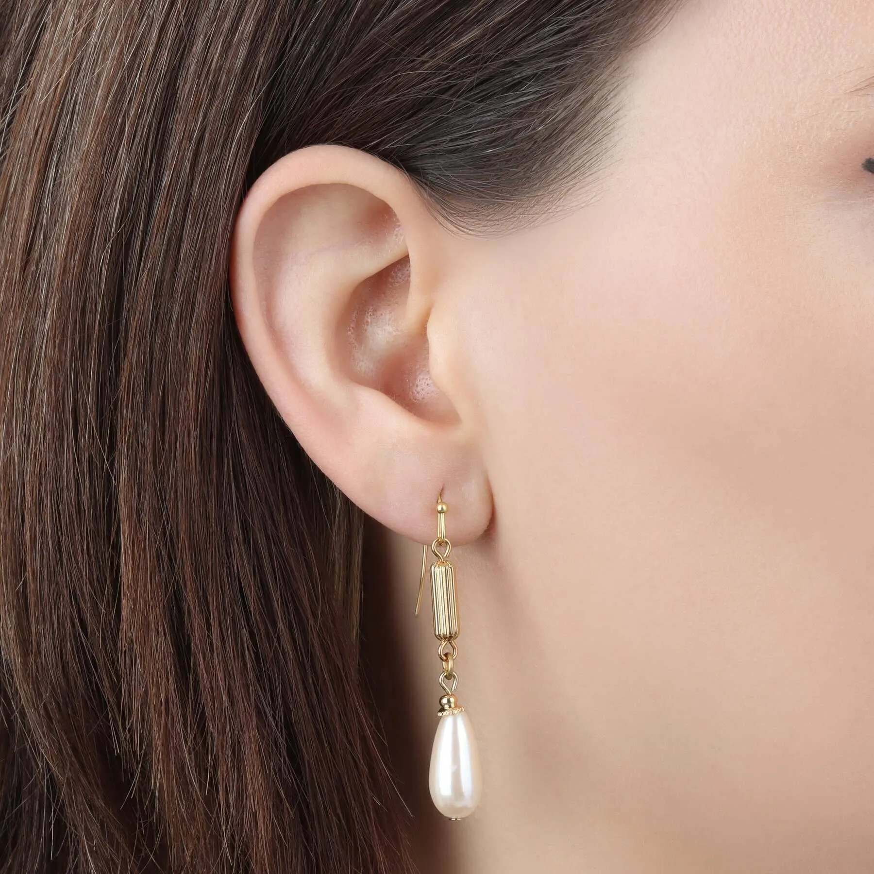 1928 Jewelry Opulent Teardrop Faux Pearl Dangling Earrings 1928 Jewelry