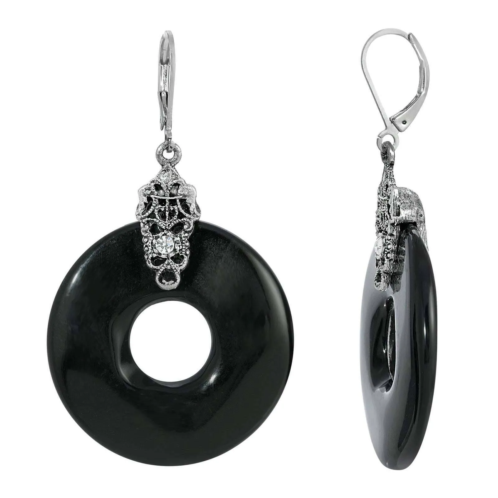 1928 Jewelry Ornate & Antiqued Round Drop Earrings 1928 Jewelry