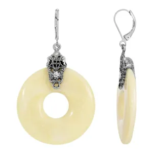 1928 Jewelry Ornate & Antiqued Round Drop Earrings 1928 Jewelry