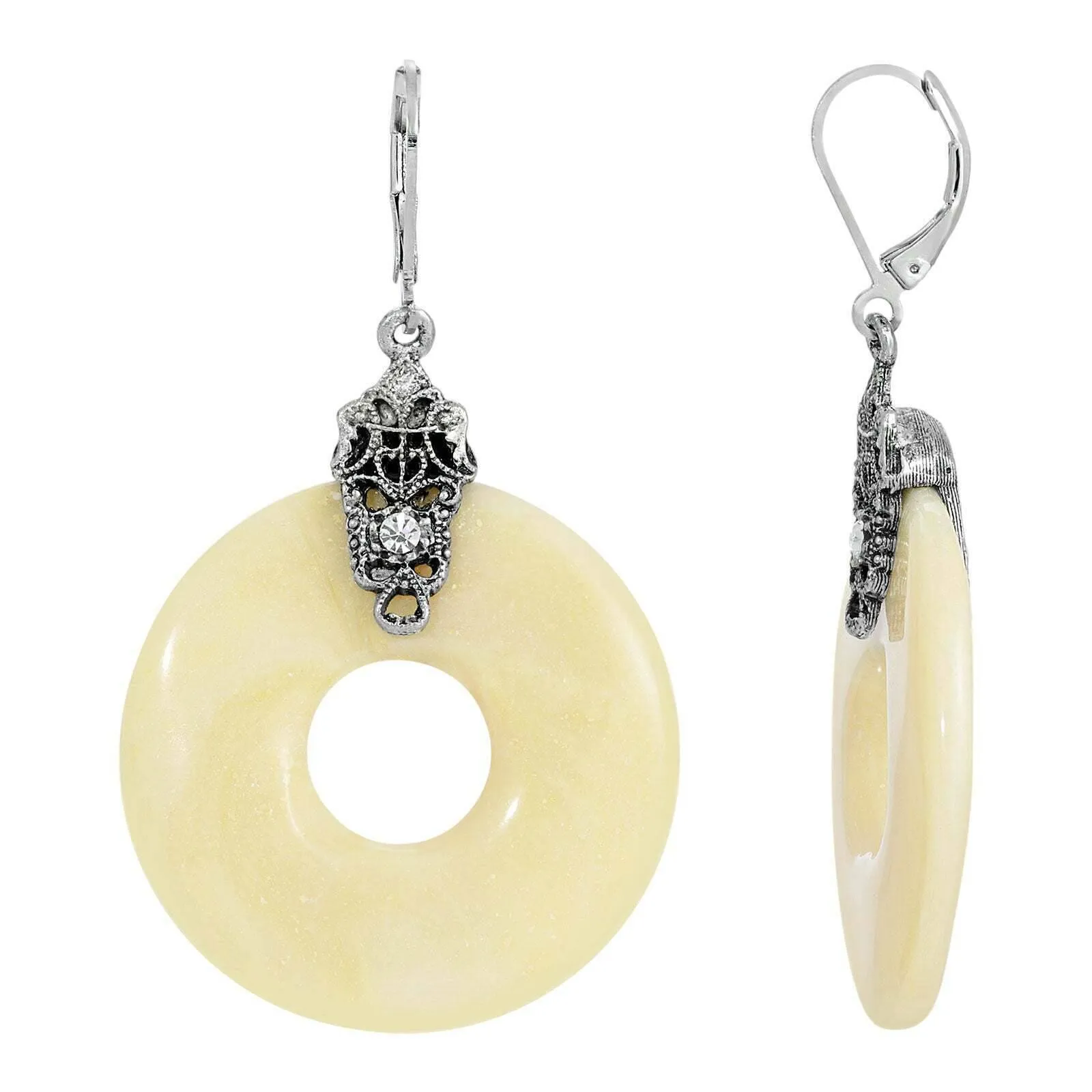 1928 Jewelry Ornate & Antiqued Round Drop Earrings 1928 Jewelry