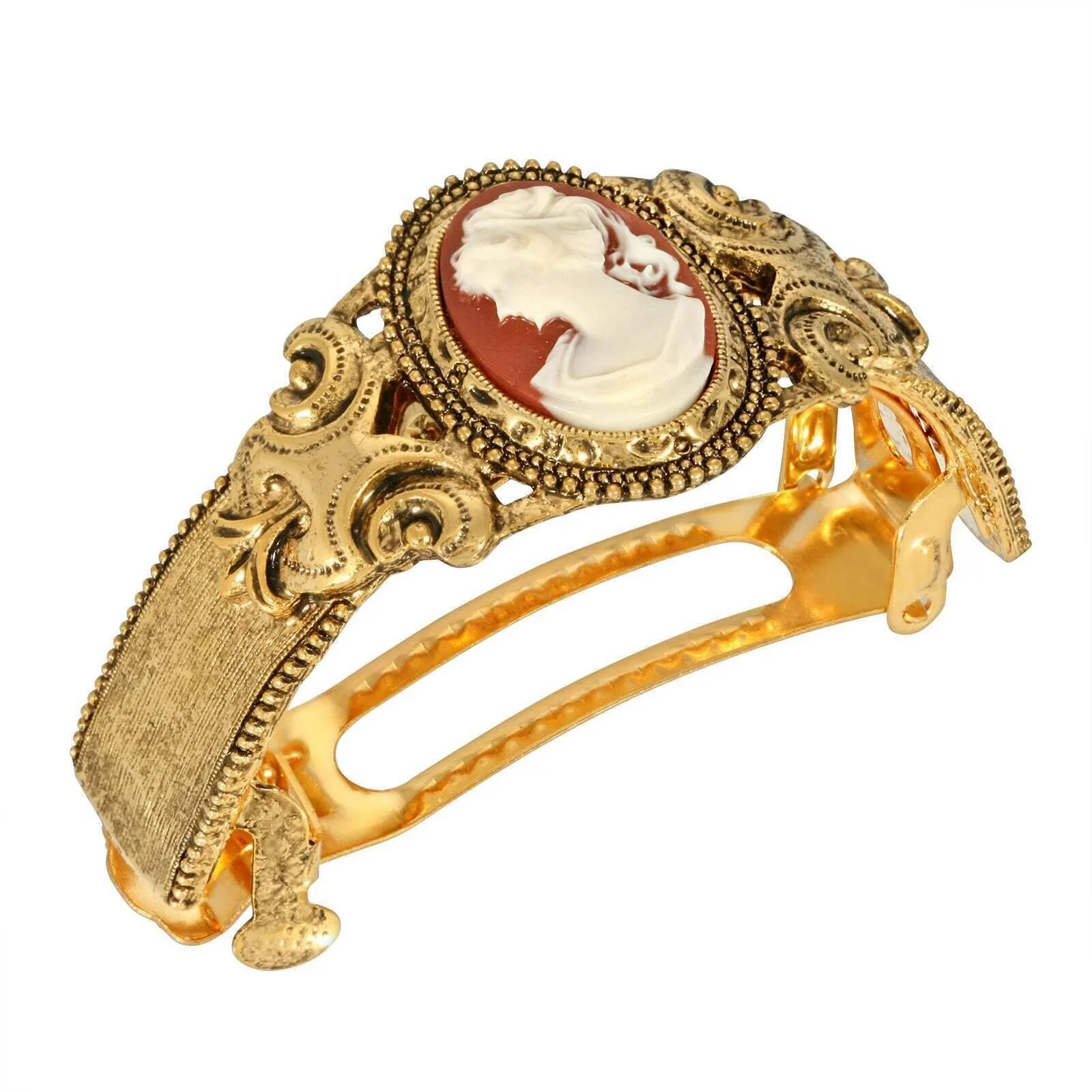 1928 Jewelry Ornate Oval Carnelian Red Cameo Ponytail Holder 1928 Jewelry