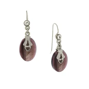 1928 Jewelry Oval Amethyst Gemstone Crystal Accent Drop Earrings 1928 Jewelry