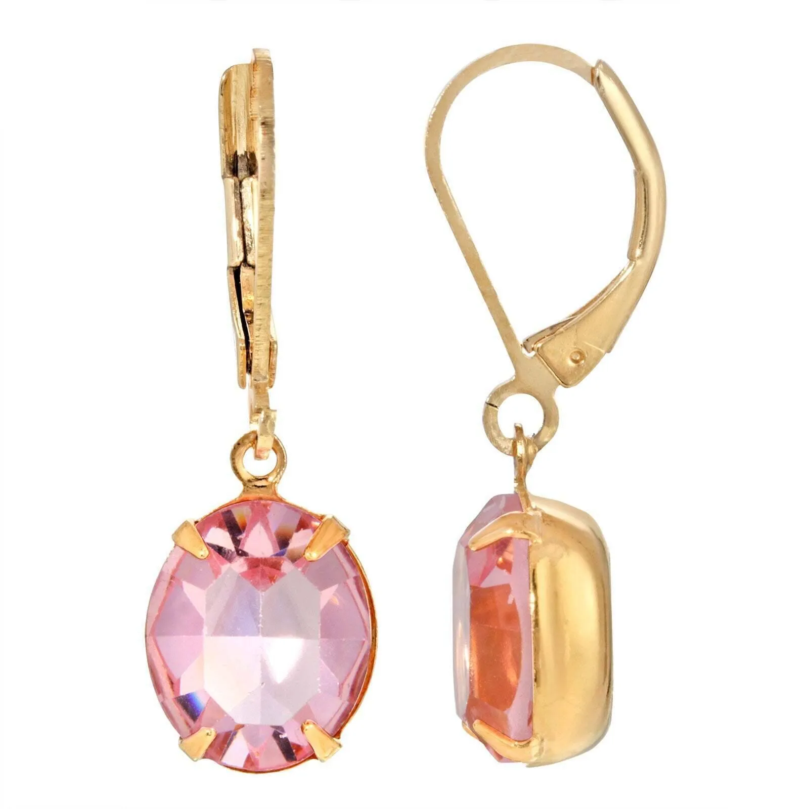 1928 Jewelry Oval Austrian Crystal Gold Drop Earrings 1928 Jewelry