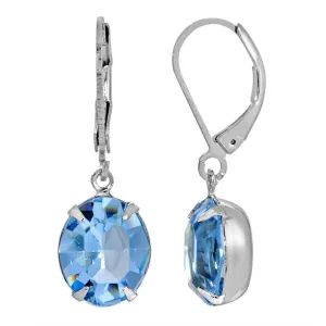 1928 Jewelry Oval Austrian Crystal Silver Drop Earrings 1928 Jewelry