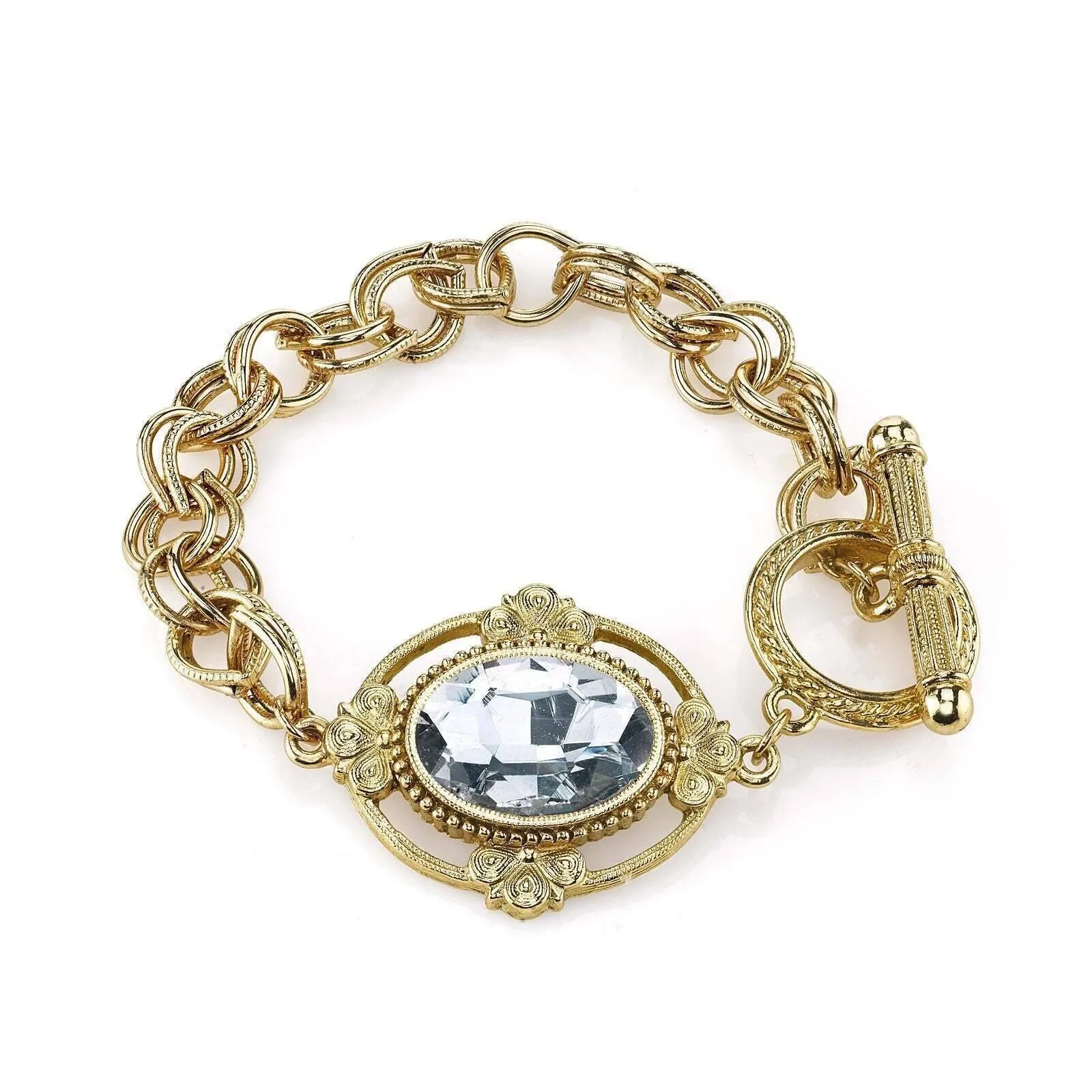 1928 Jewelry Oval Austrian Crystal Toggle Bracelet 1928 Jewelry