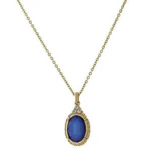 1928 Jewelry Oval Blue Austrian Crystal Drop Pendant Necklace 16"   3" Extender 1928 Jewelry