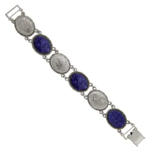 1928 Jewelry Oval Blue Sodalite Gemstone & Lockets Link Bracelet 1928 Jewelry