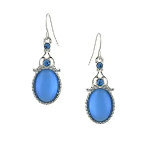 1928 Jewelry Oval Cat's Eye Crystal Accent Drop Earrings 1928 Jewelry