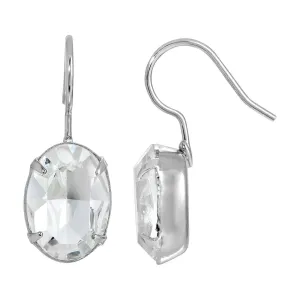 1928 Jewelry Oval Crystal Wire Drop Earrings 1928 Jewelry