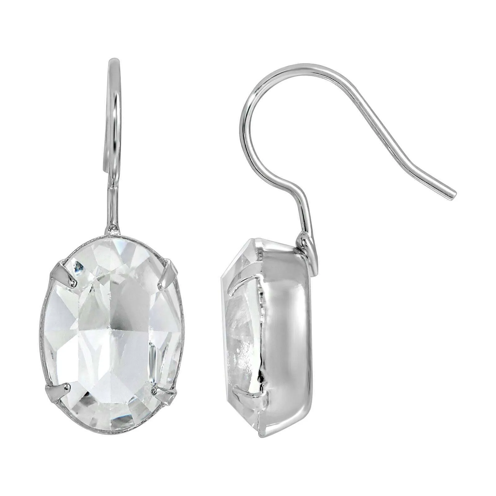 1928 Jewelry Oval Crystal Wire Drop Earrings 1928 Jewelry