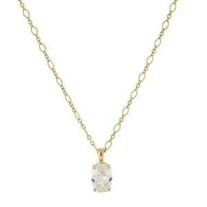 1928 Jewelry Oval Cubic Zirconia Pendant Necklace 16"   3" Extender 1928 Jewelry