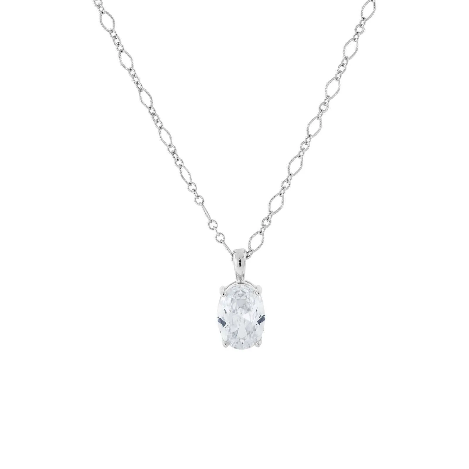 1928 Jewelry Oval Cubic Zirconia Pendant Necklace 16"   3" Extender 1928 Jewelry