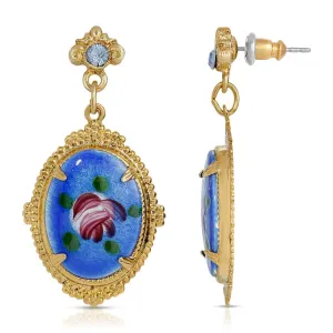 1928 Jewelry Oval Flower Stone With Austrian Crystal Earrings 1928 Jewelry