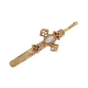 1928 Jewelry Oval Glass Crystal Cross Bobby Pin 1928 Jewelry