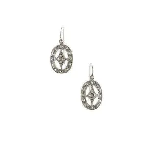 1928 Jewelry Oval Marcasite Wire Drop Earrings 1928 Jewelry
