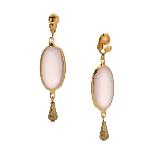 1928 Jewelry Oval Matte Rose Pink Stone Teardrop Bead Clip On Earrings 1928 Jewelry