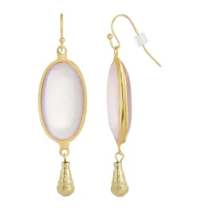 1928 Jewelry Oval Matte Rose Pink Stone Teardrop Bead Drop Earrings 1928 Jewelry
