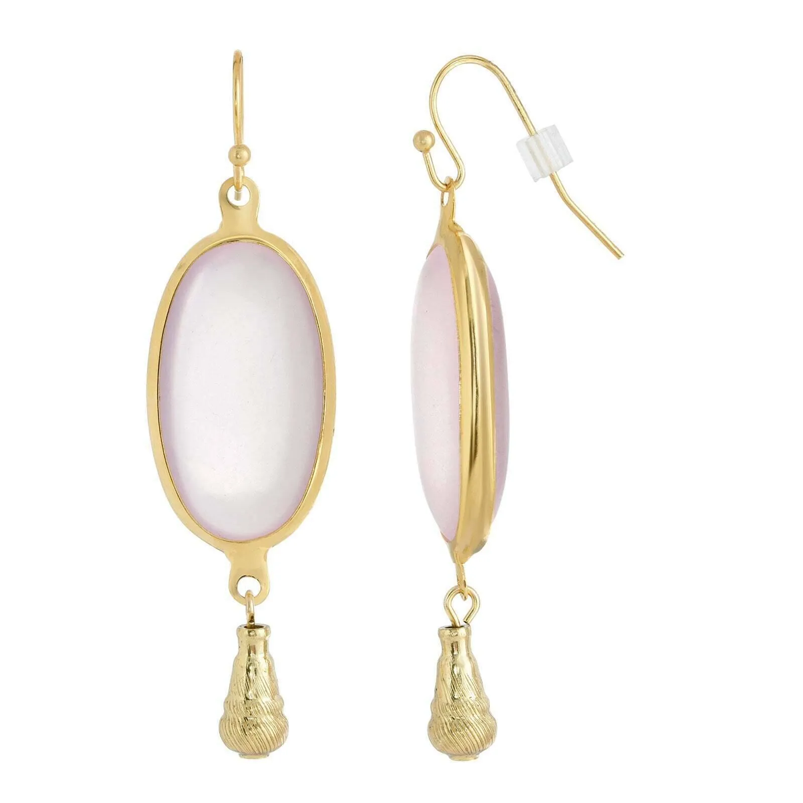 1928 Jewelry Oval Matte Rose Pink Stone Teardrop Bead Drop Earrings 1928 Jewelry