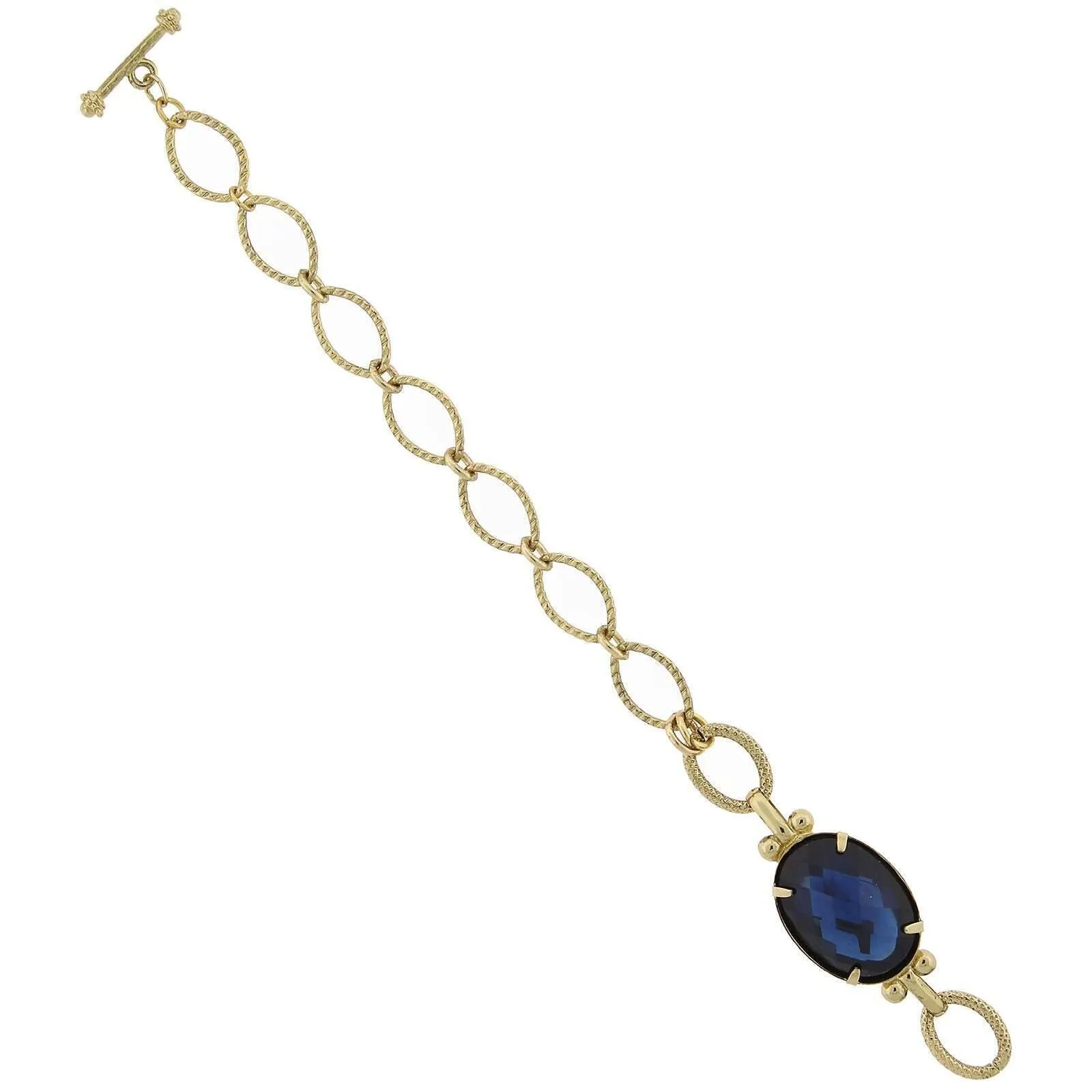 1928 Jewelry Oval Montana Blue Stone Link Chain Toggle Bracelet 1928 Jewelry