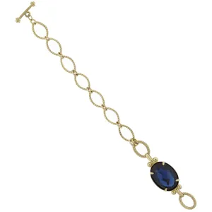 1928 Jewelry Oval Montana Blue Stone Link Chain Toggle Bracelet 1928 Jewelry