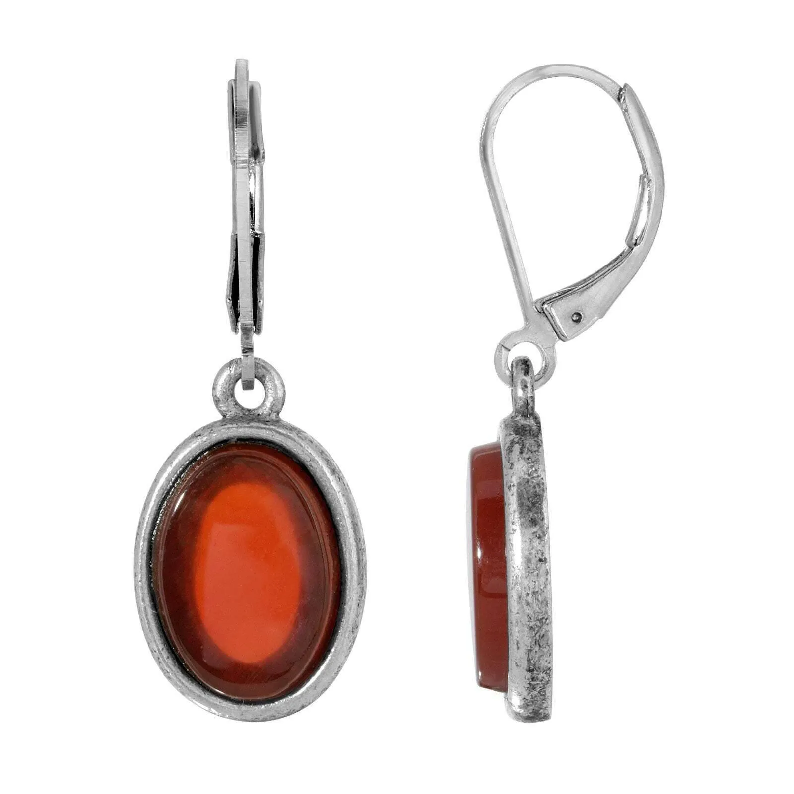 1928 Jewelry Oval Semi Precious Gemstone Drop Earrings 1928 Jewelry