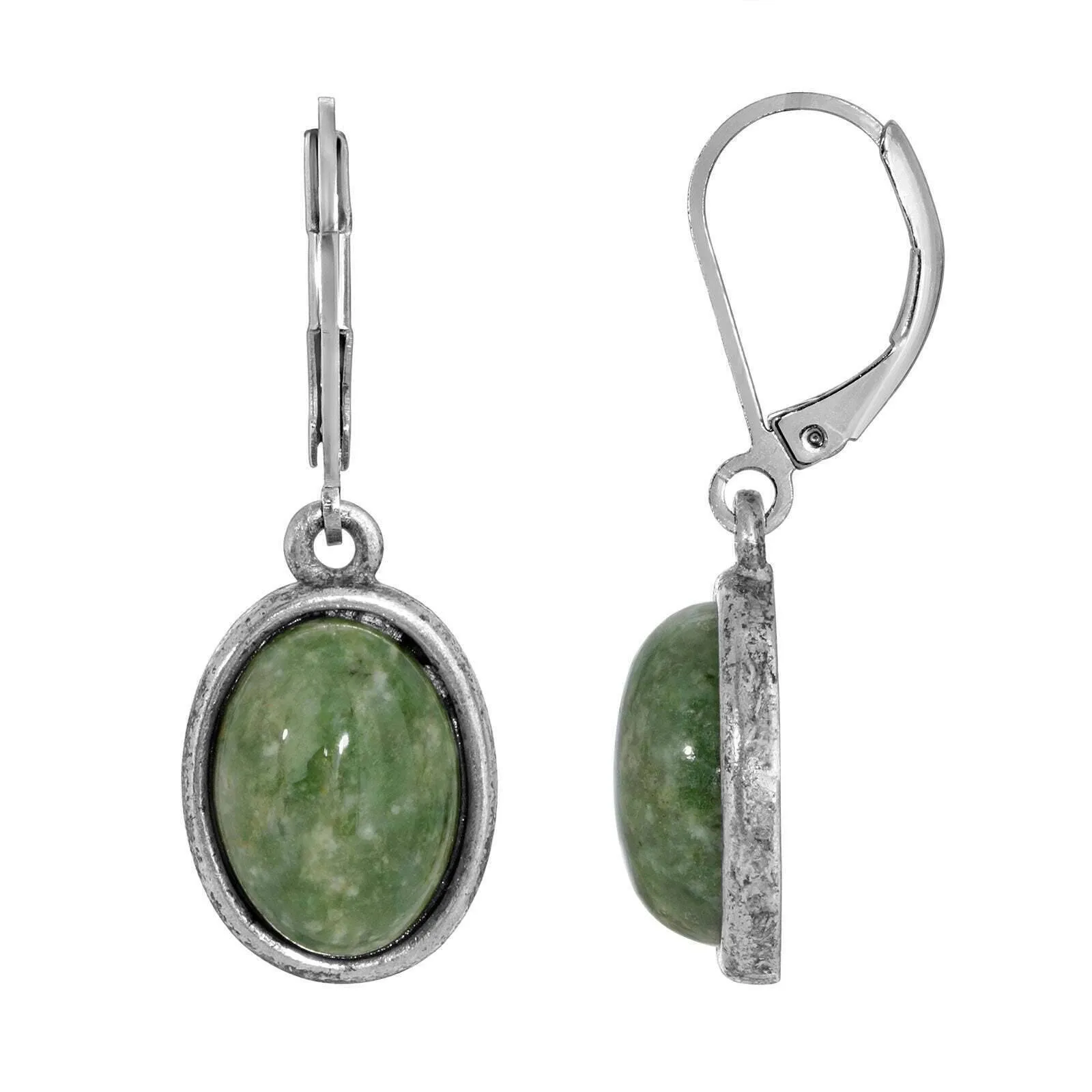 1928 Jewelry Oval Semi Precious Gemstone Drop Earrings 1928 Jewelry