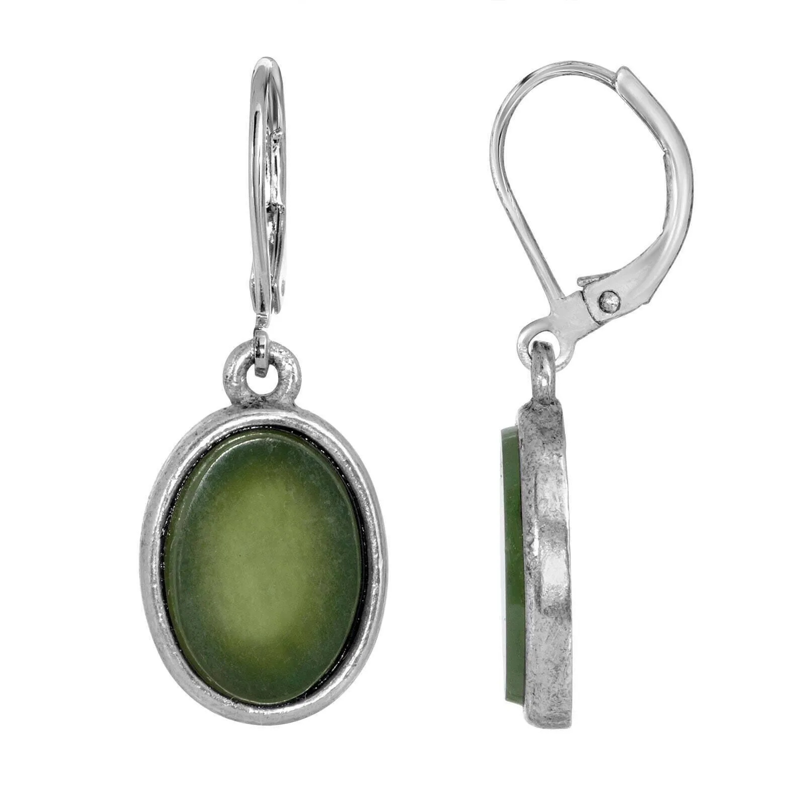 1928 Jewelry Oval Semi Precious Gemstone Drop Earrings 1928 Jewelry